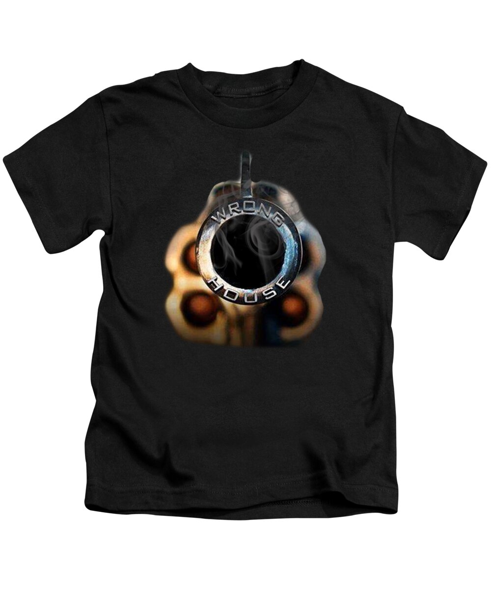 Gun Kids T-Shirt featuring the photograph Wrong House #2 by Ericamaxine Price