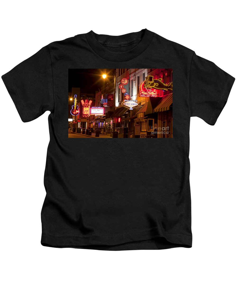 Memphis Kids T-Shirt featuring the photograph Beale Street in Downtown Memphis Tennessee #2 by Anthony Totah