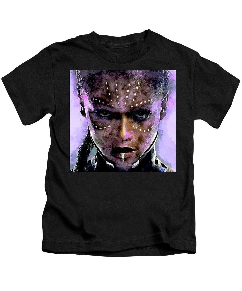 Black Panther Kids T-Shirt featuring the mixed media Black Panther Shuri #2 by Marvin Blaine