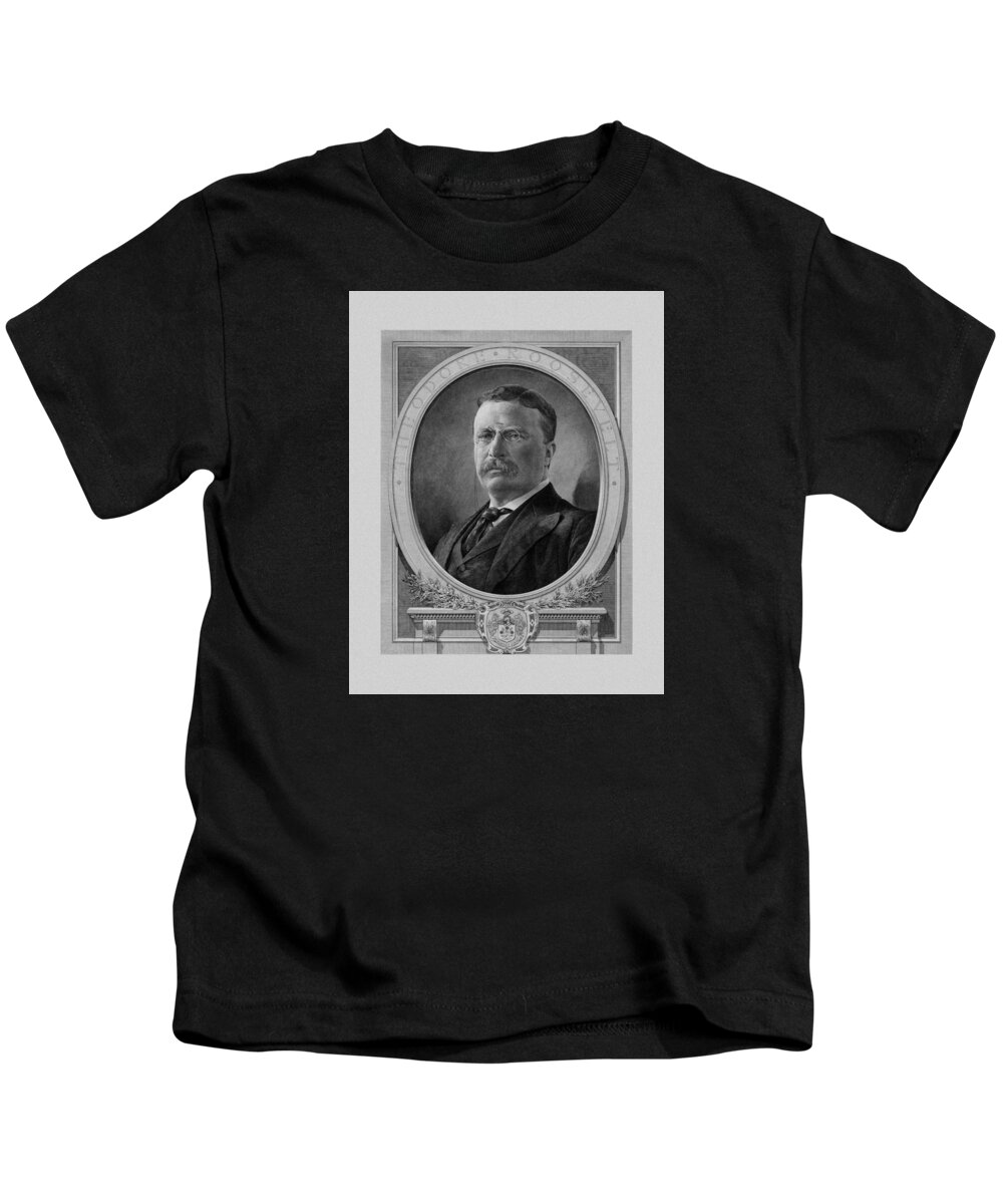 Teddy Roosevelt Kids T-Shirt featuring the mixed media President Theodore Roosevelt #1 by War Is Hell Store