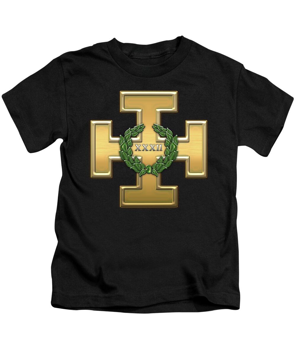 'ancient Brotherhoods' Collection By Serge Averbukh Kids T-Shirt featuring the digital art 32nd Degree Mason - Master of the Royal Secret Masonic Jewel by Serge Averbukh