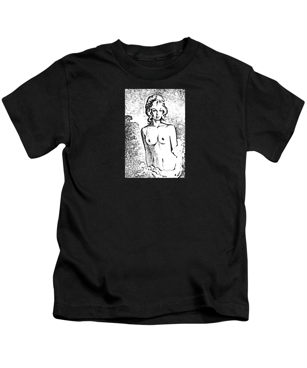 Nudes Kids T-Shirt featuring the drawing Pinups by Kim Kent