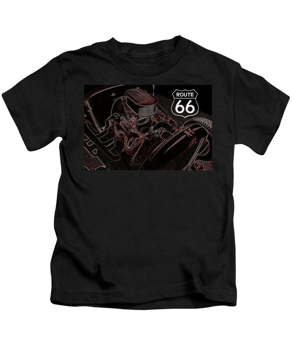 Route 66 Kids T-Shirt featuring the digital art 409 Powered by Darrell Foster