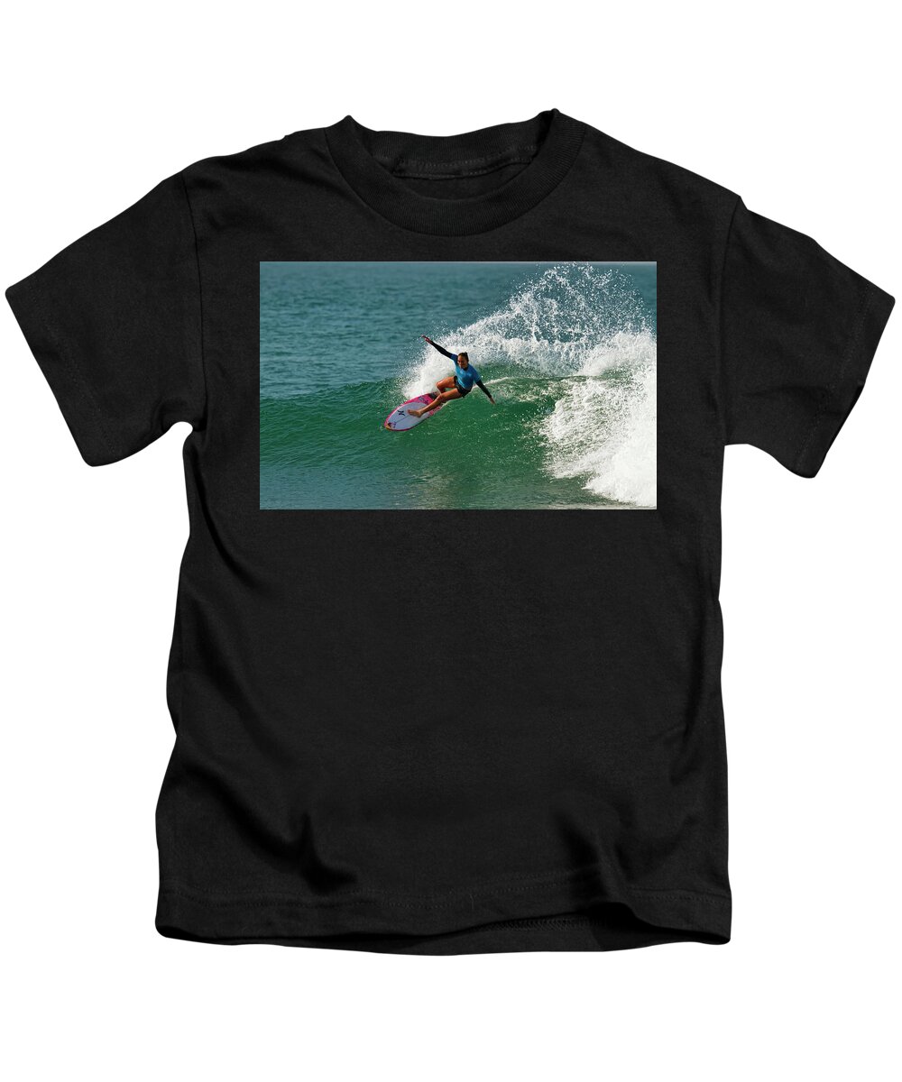 Swatch Trestle Pro 2017 Kids T-Shirt featuring the photograph Carissa Moore #4 by Waterdancer