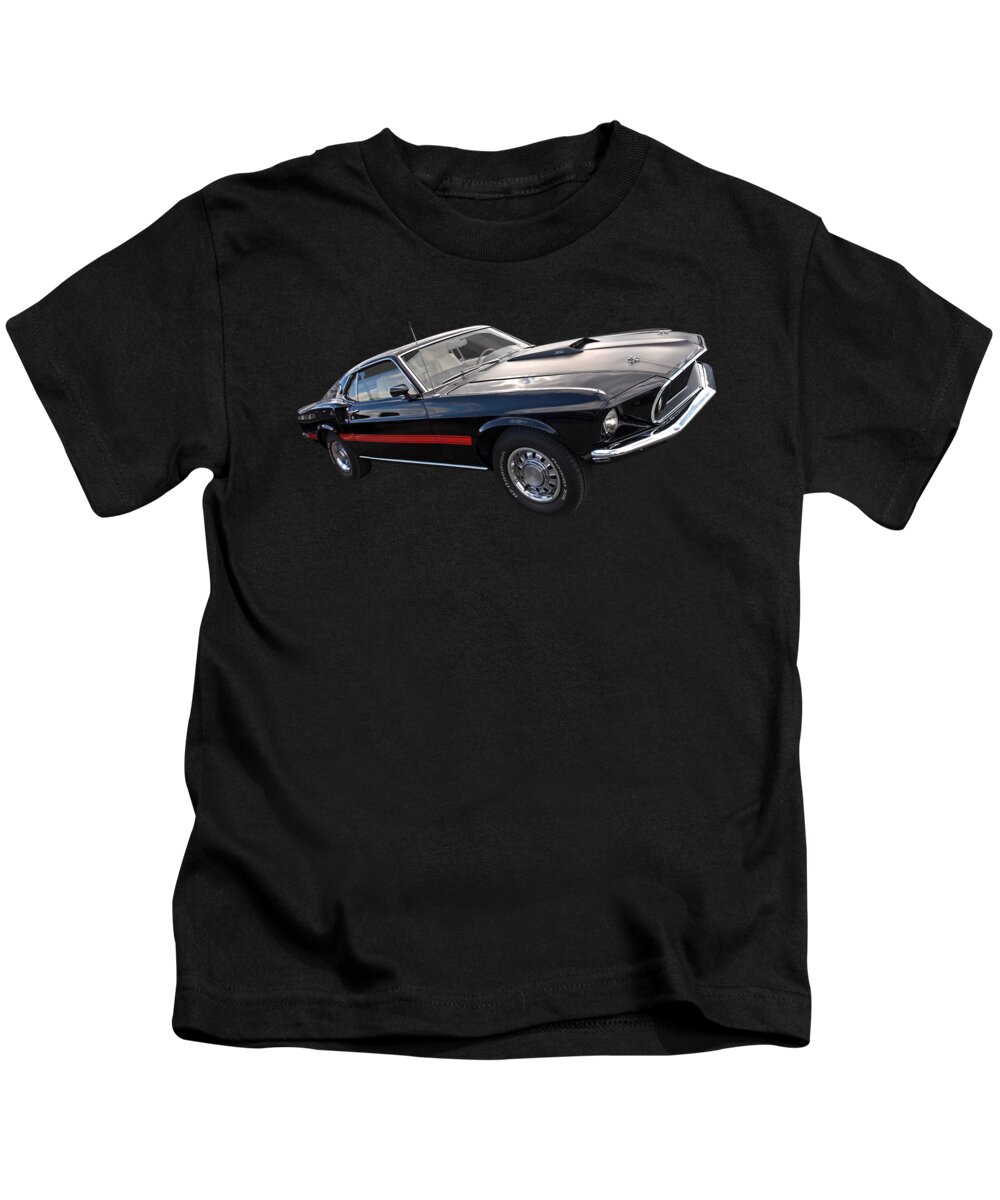 Mustang Kids T-Shirt featuring the photograph 69 Mach1 on Red by Gill Billington