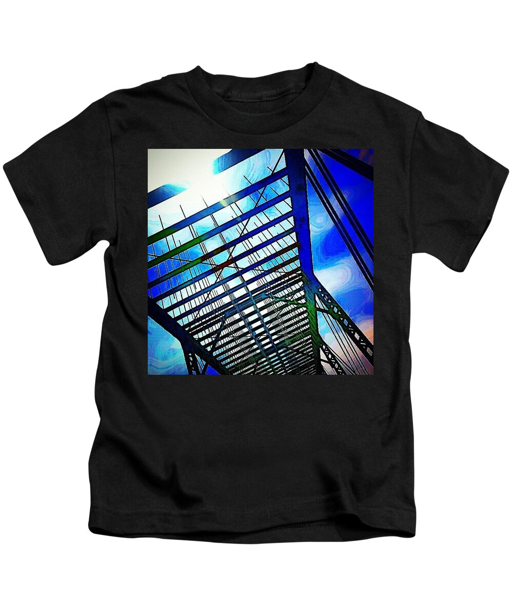 Bridge Kids T-Shirt featuring the photograph A Bridge In Denver. #denver #colorado by Austin Tuxedo Cat