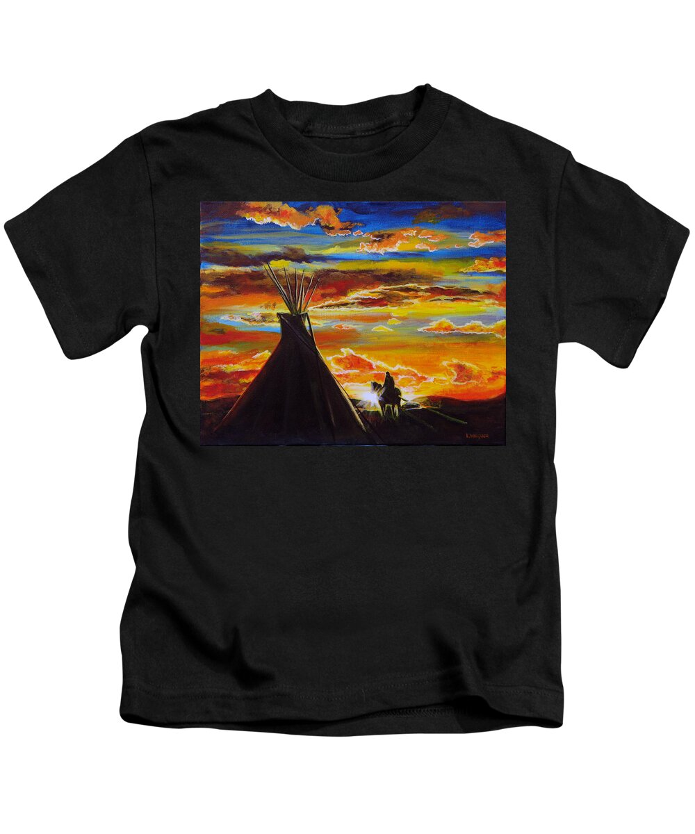 Tipi Kids T-Shirt featuring the painting A Good Day by Karl Wagner