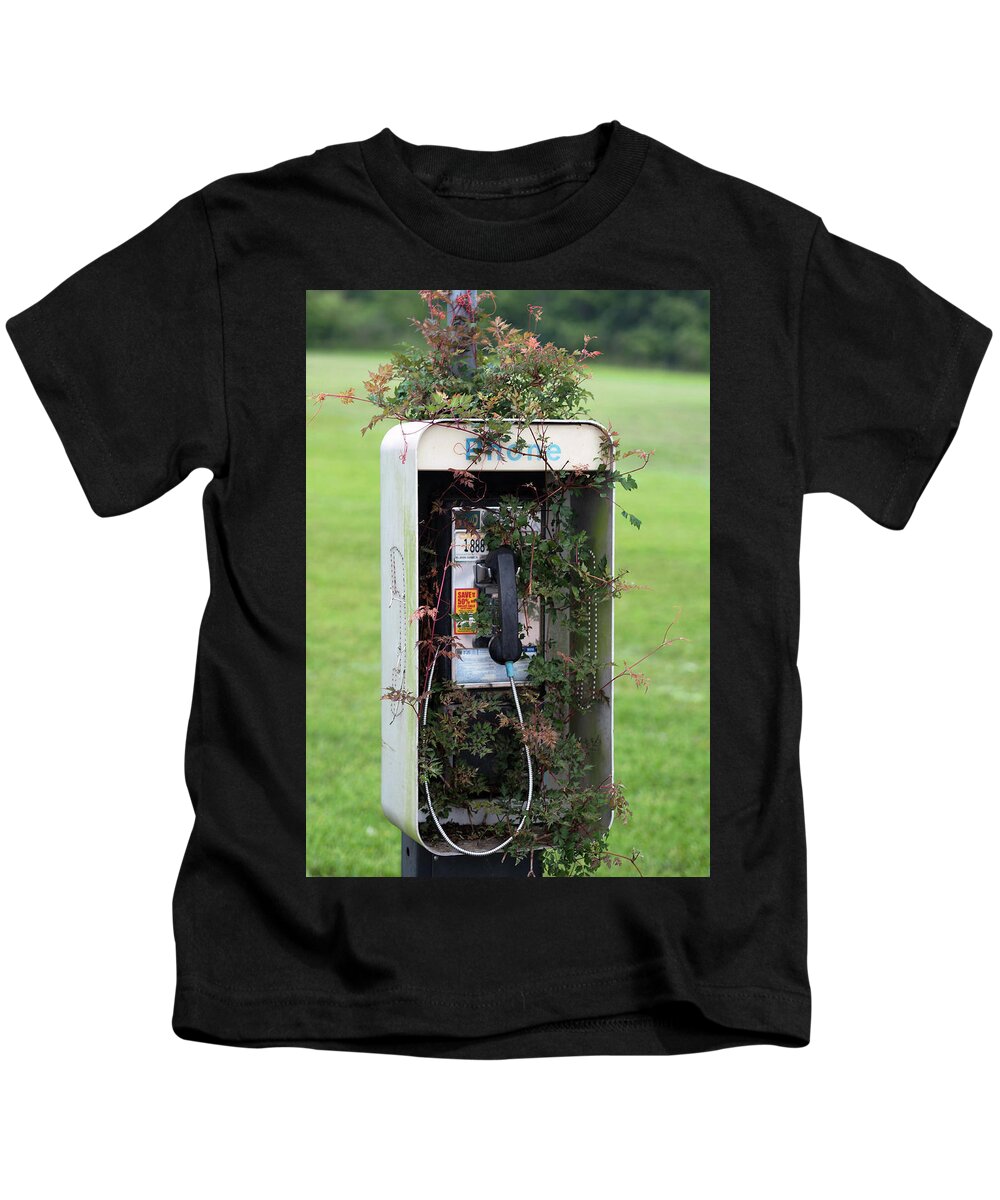 Pay Phone Kids T-Shirt featuring the photograph A Sign of the Times by Jerry Connally