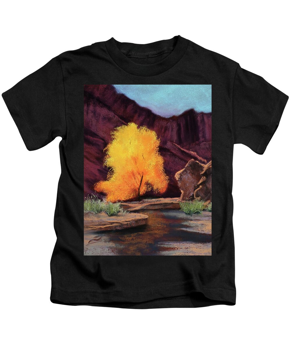 Autumn Kids T-Shirt featuring the painting A Splash of Gold by Sandi Snead