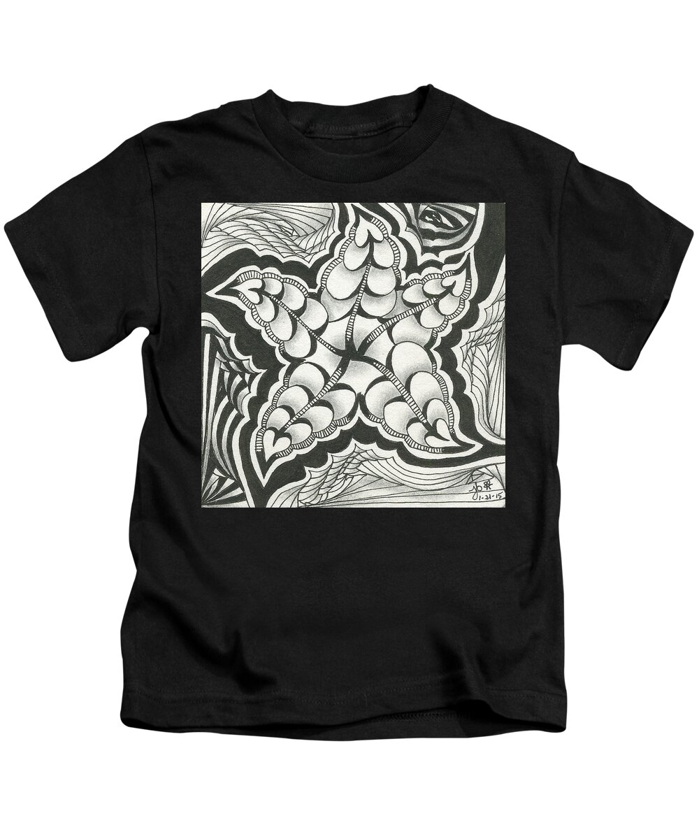 Zentangle Kids T-Shirt featuring the drawing A Woman's Heart by Jan Steinle
