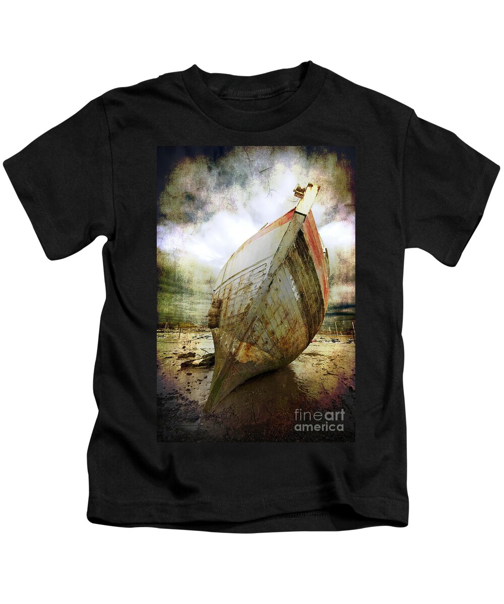  Kids T-Shirt featuring the photograph Abandoned Fishing Boat by Meirion Matthias