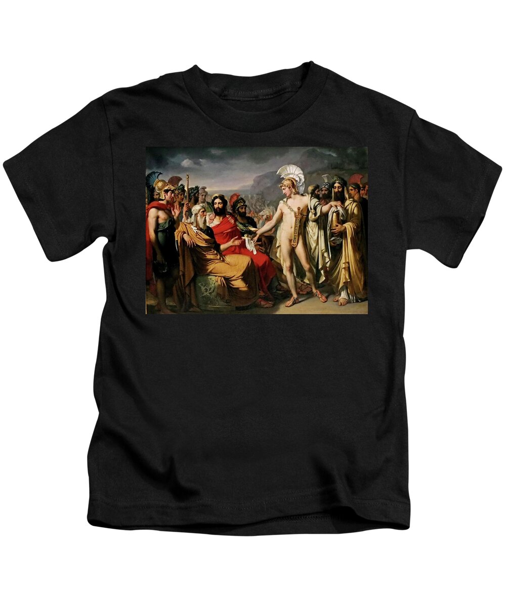 Neoclassicism Kids T-Shirt featuring the painting Achilles Pays to Nestor the Price of Wisdom by Joseph Desire Court