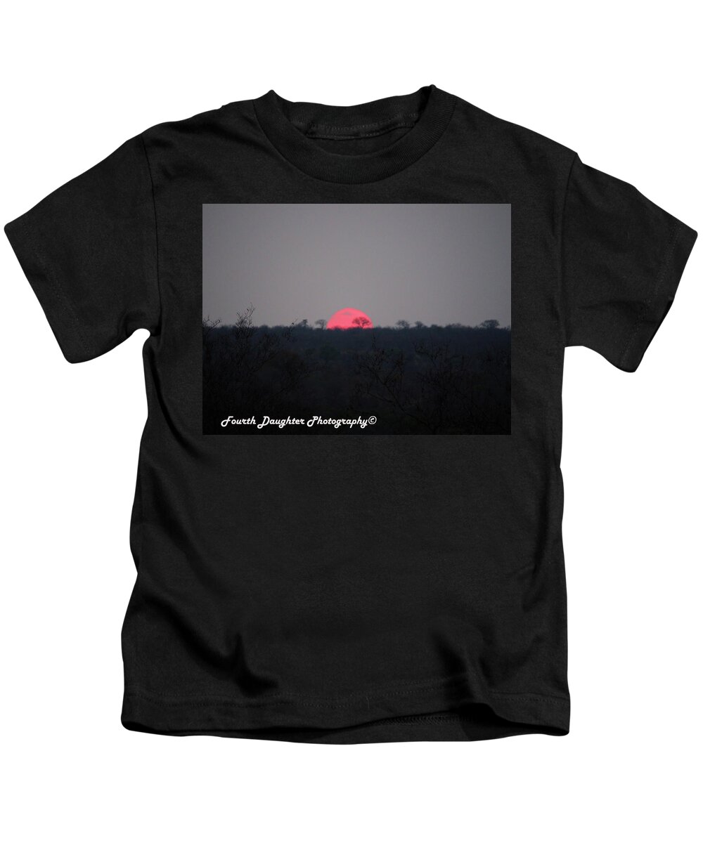 Kruger National Park Kids T-Shirt featuring the photograph African Sunset by Diane Shirley