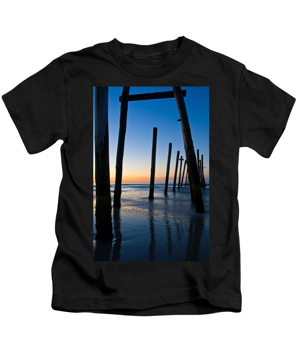 Beach Kids T-Shirt featuring the photograph Almost Sunrise at the Pier by Louis Dallara