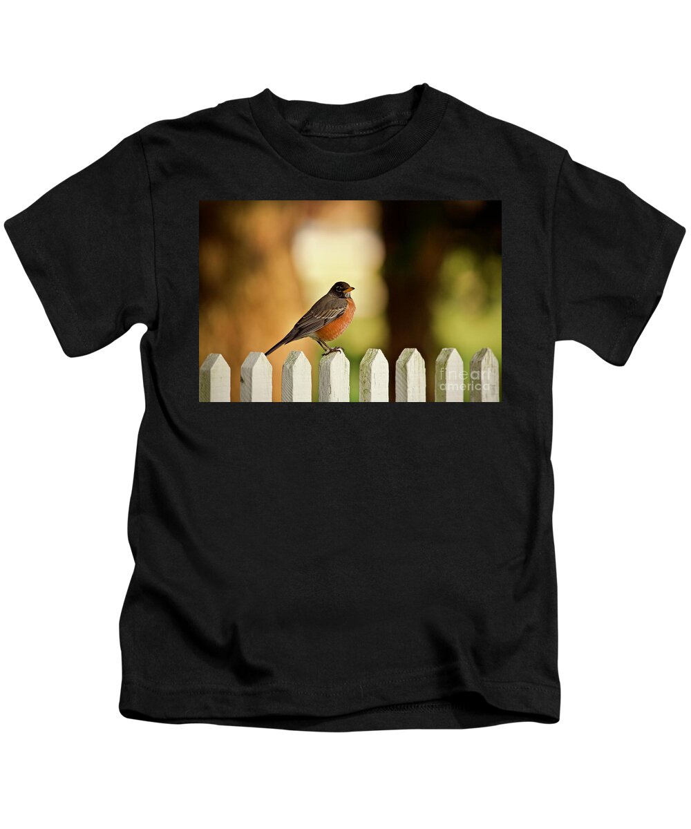 Robin Kids T-Shirt featuring the photograph American Robin by Lara Morrison