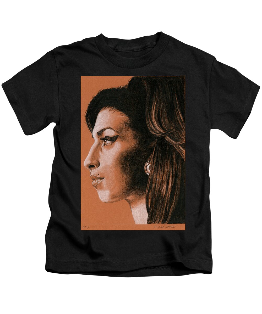 Amy Kids T-Shirt featuring the drawing Amy by Rob De Vries