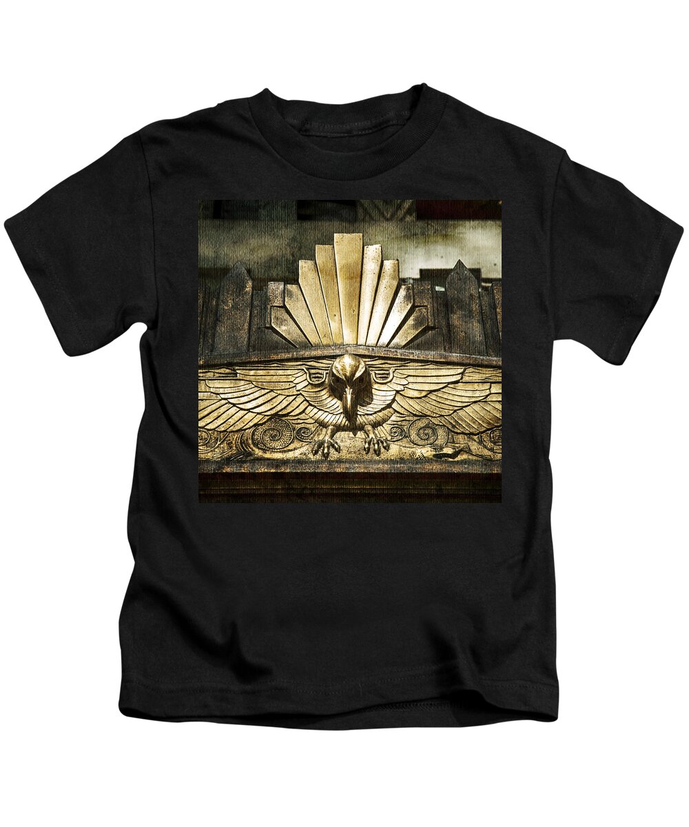 Art Deco Face Mask Kids T-Shirt featuring the photograph Art Deco Eagle by Theresa Tahara