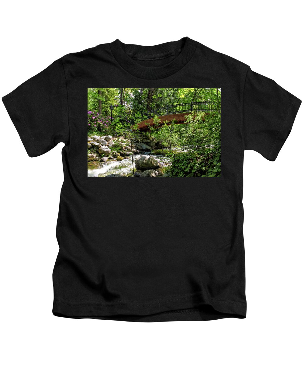 Bridge Kids T-Shirt featuring the photograph Ashland Creek by James Eddy