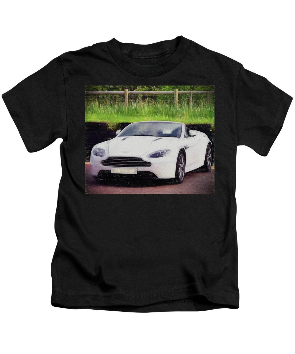 Aston Martin Kids T-Shirt featuring the digital art Aston Martin V8 Vantage Roadster - 2 by Roy Pedersen