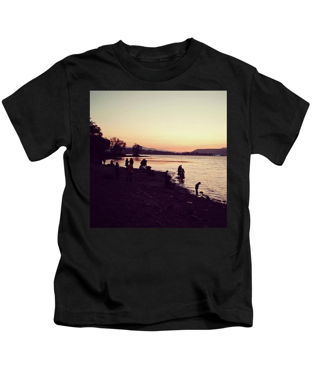 Pune Kids T-Shirt featuring the photograph At The Lake by Aleck Cartwright