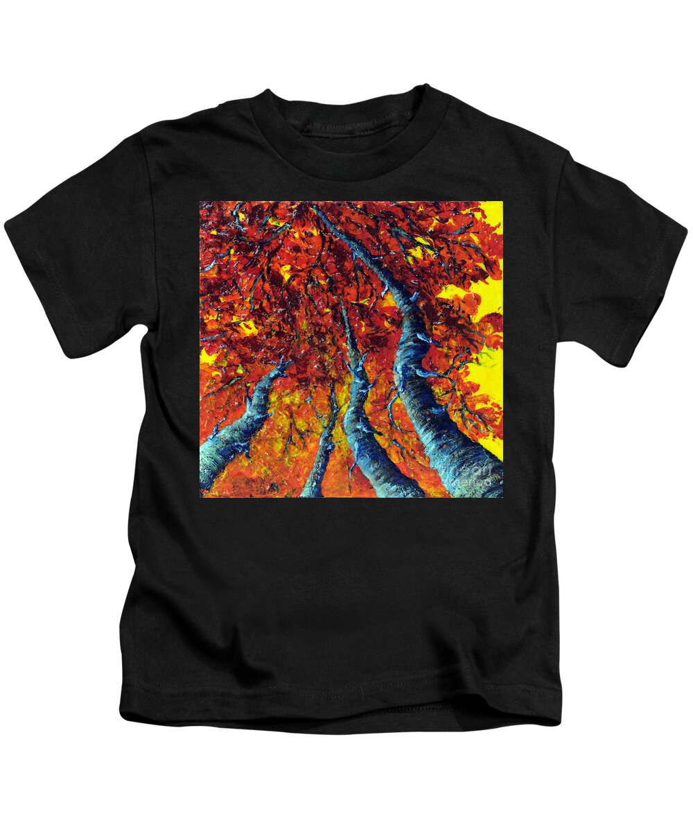 Autumn Kids T-Shirt featuring the painting Autumn Trees by Teresa Wegrzyn