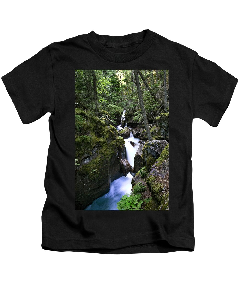 Glacier National Park Kids T-Shirt featuring the photograph Avalanche Gorge Glacier National Park by Rich Franco