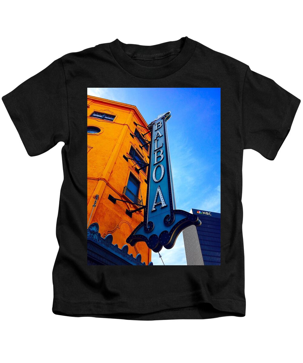 Architecture Kids T-Shirt featuring the photograph BALBOA Sign by C Stephenson-Gibbs