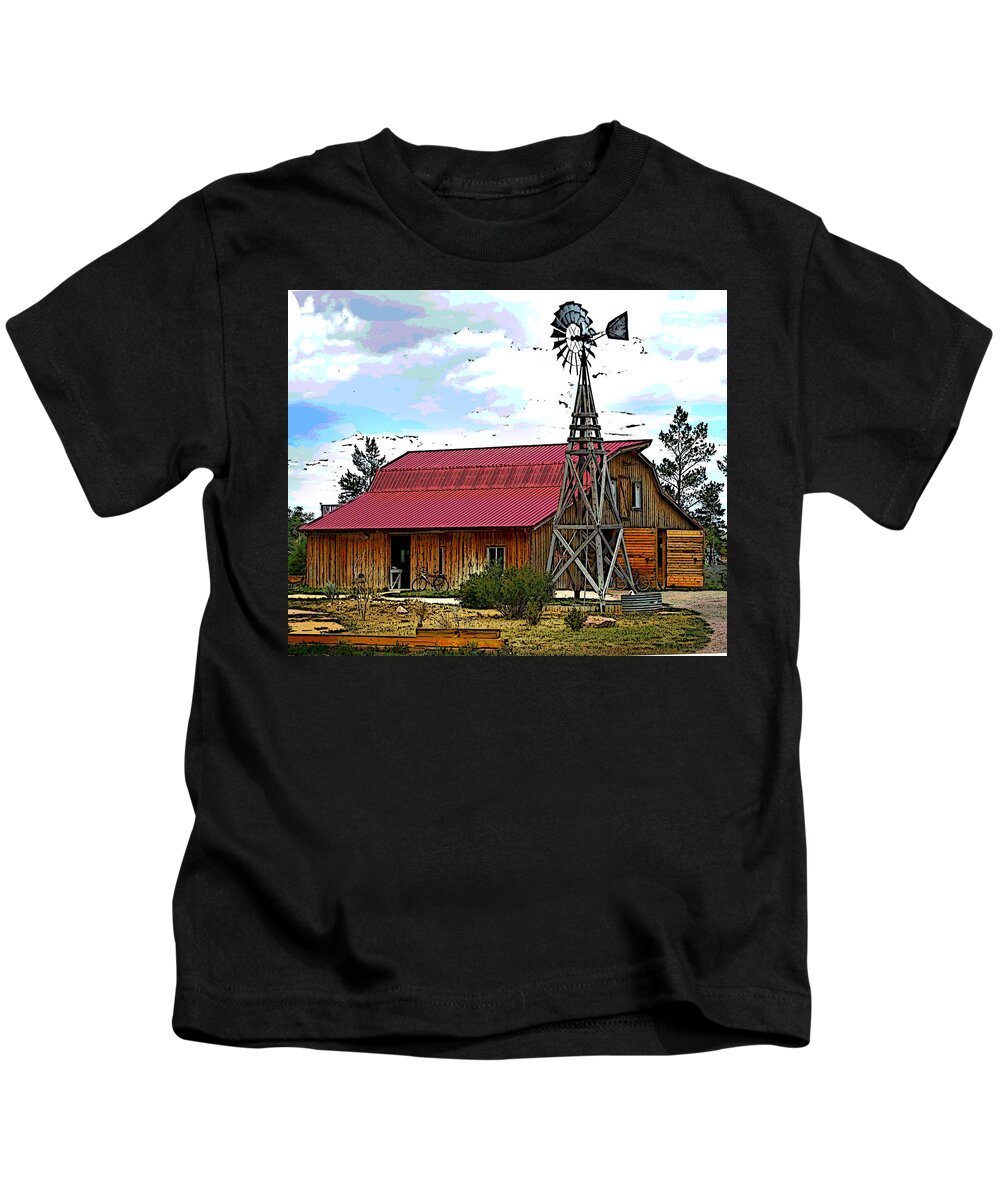 Barn Kids T-Shirt featuring the digital art Barn #1 by W James Mortensen