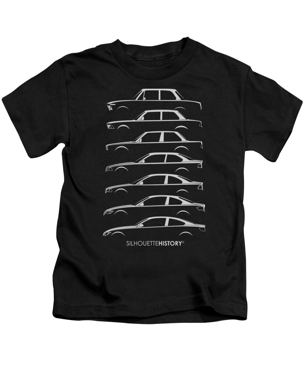 Bavarian Car Kids T-Shirt featuring the digital art Bavarian Three SilhouetteHistory by Gabor Vida