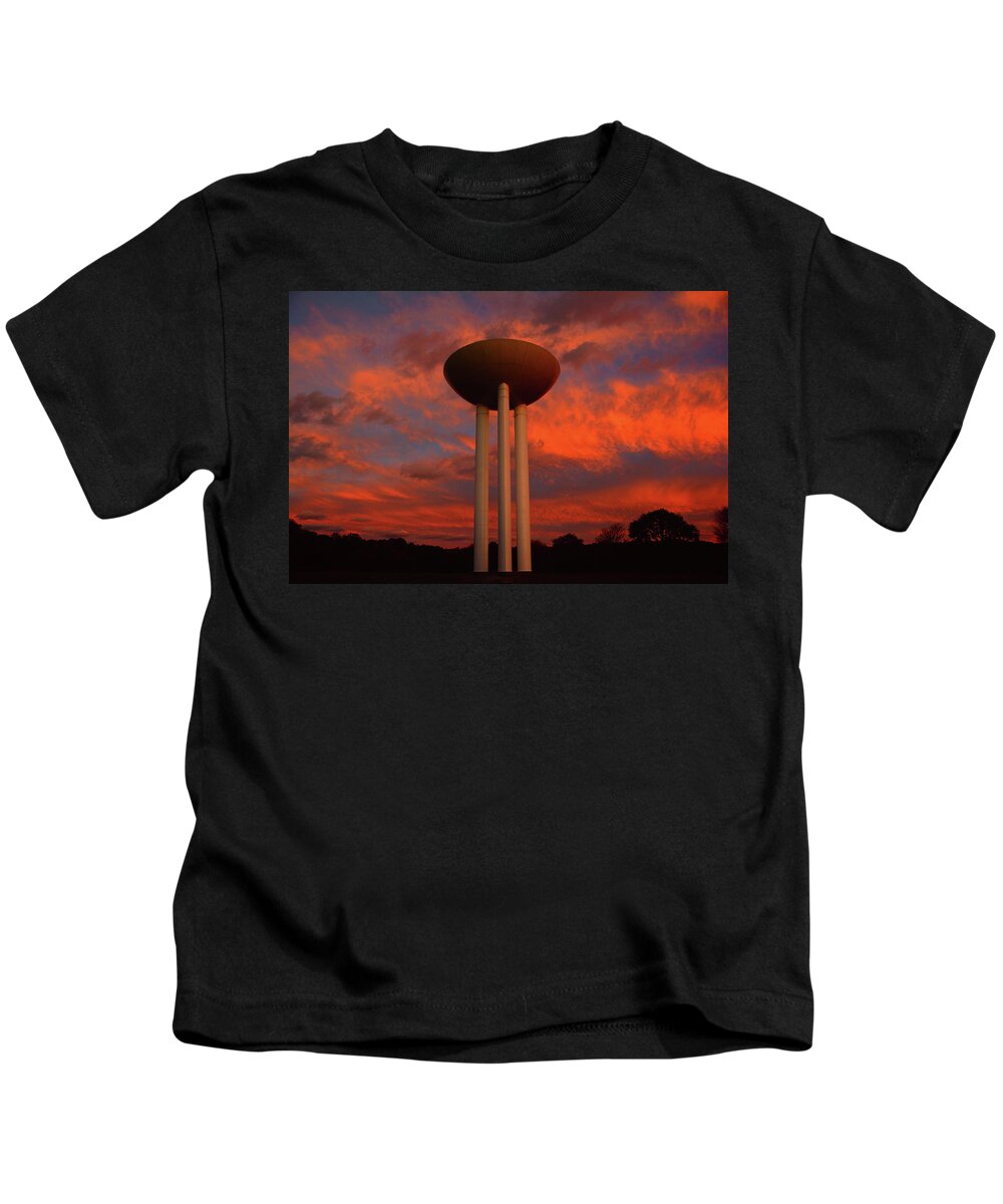 Bell Works Kids T-Shirt featuring the photograph Bell Works Transistor Water Tower by Raymond Salani III