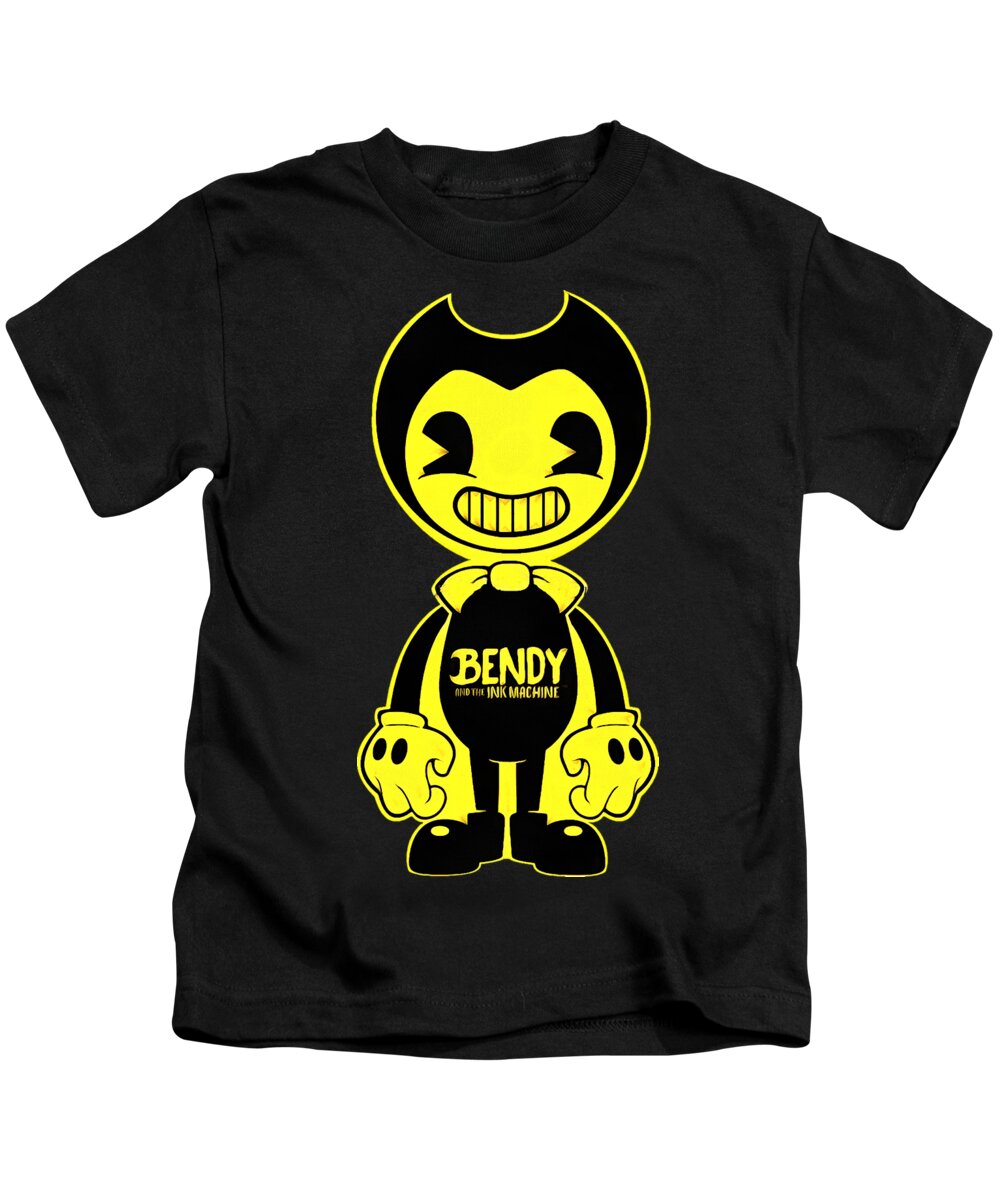 Bendy And The Ink Machine Kids T-Shirt featuring the drawing Bendy and the Ink Machine by Jane Foster
