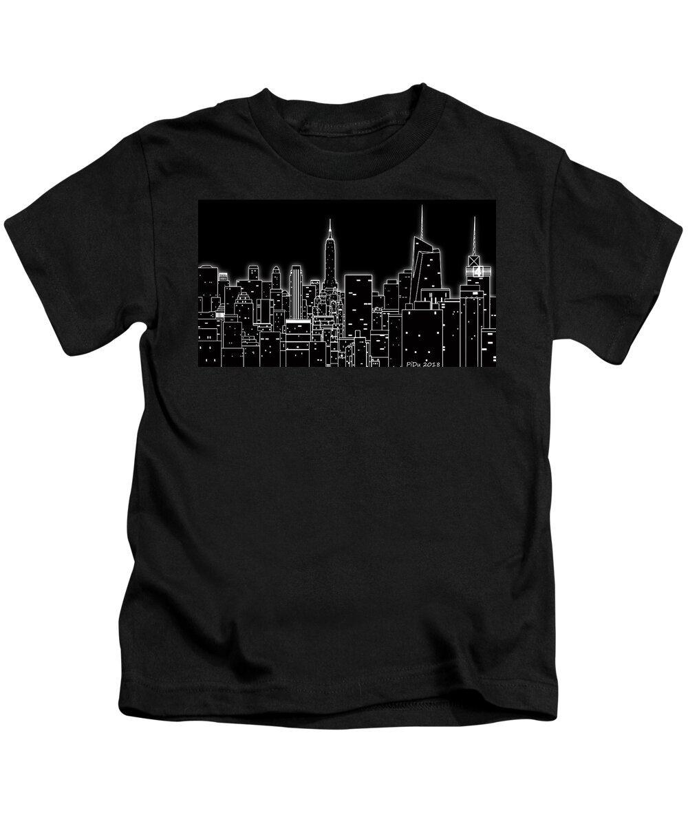 Big-city Kids T-Shirt featuring the digital art Big City Light by Piotr Dulski