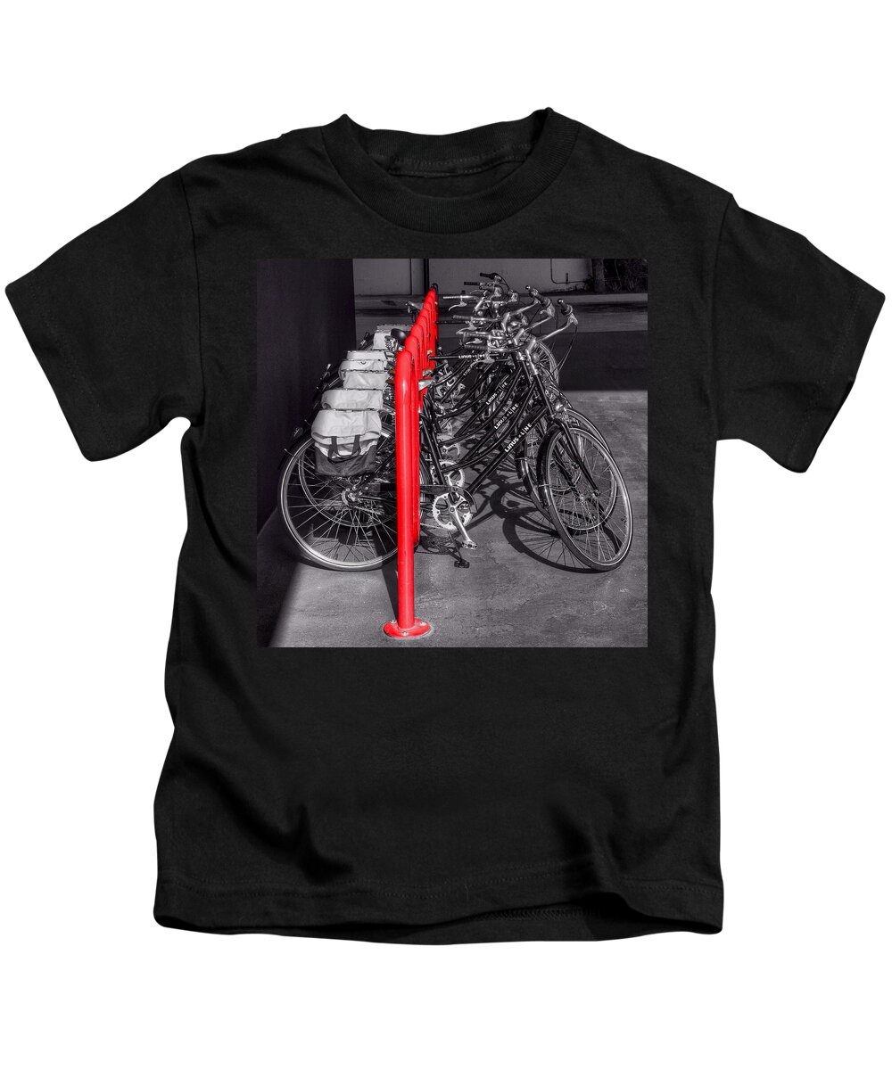 Bikes Kids T-Shirt featuring the photograph Bikes by Gia Marie Houck