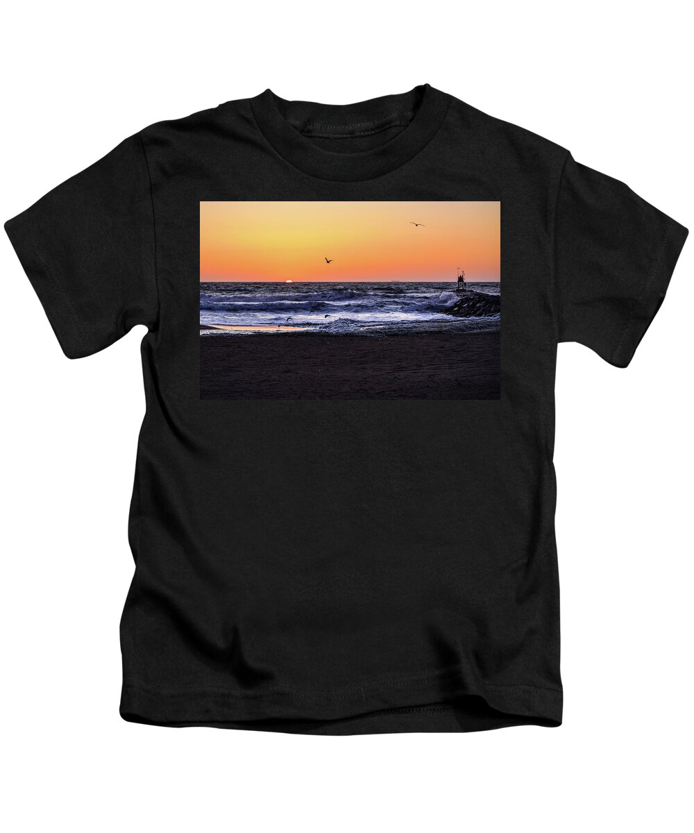 Birds Kids T-Shirt featuring the photograph Birds at Sunrise by Nicole Lloyd