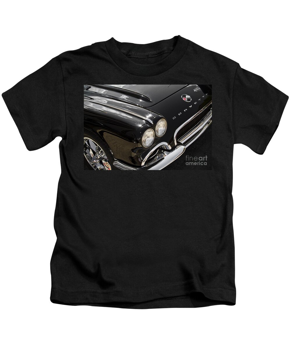 Corvette Kids T-Shirt featuring the photograph Black '62 by Dennis Hedberg