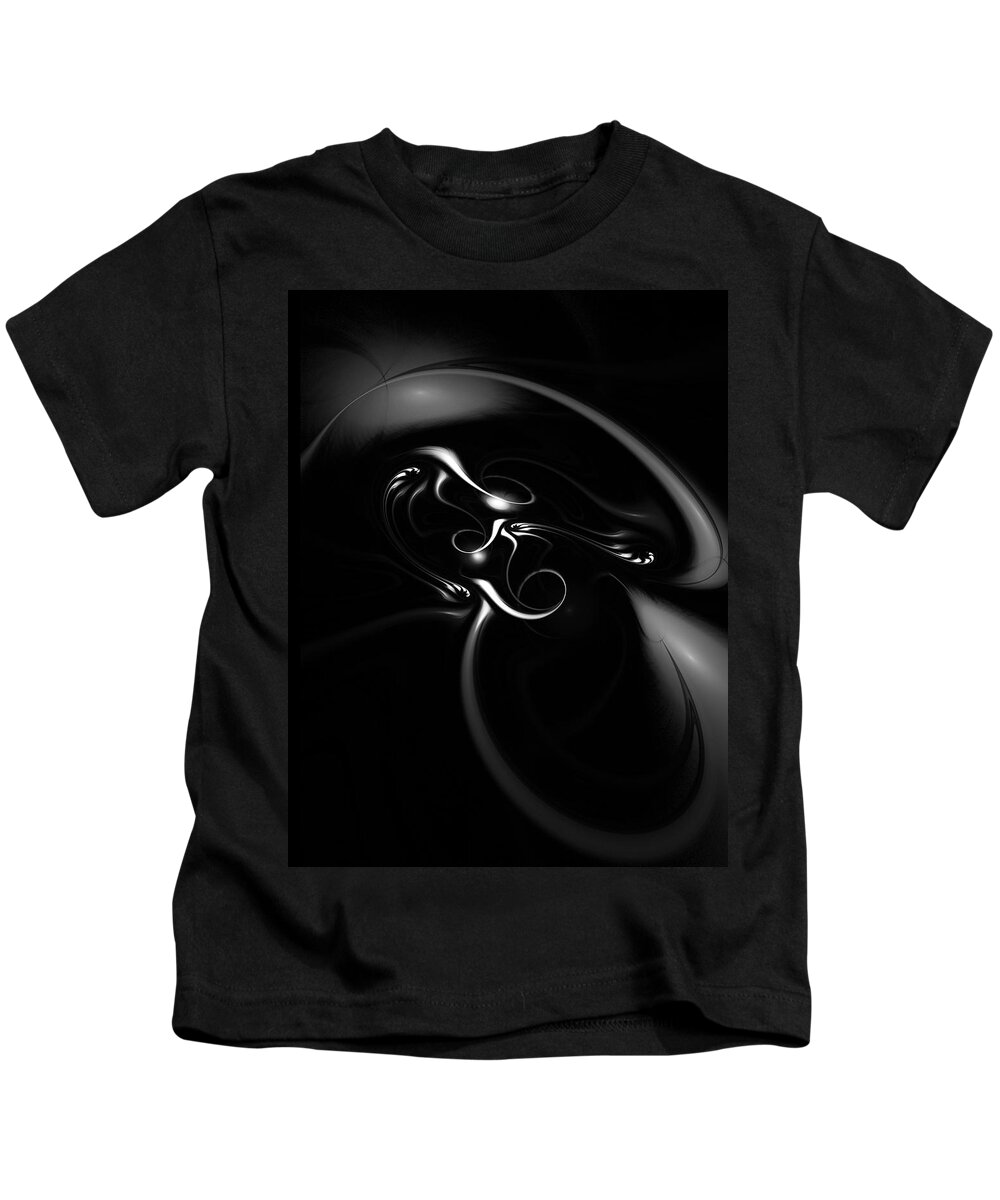 Fractal Kids T-Shirt featuring the digital art Black and White Fractal 080810B by David Lane
