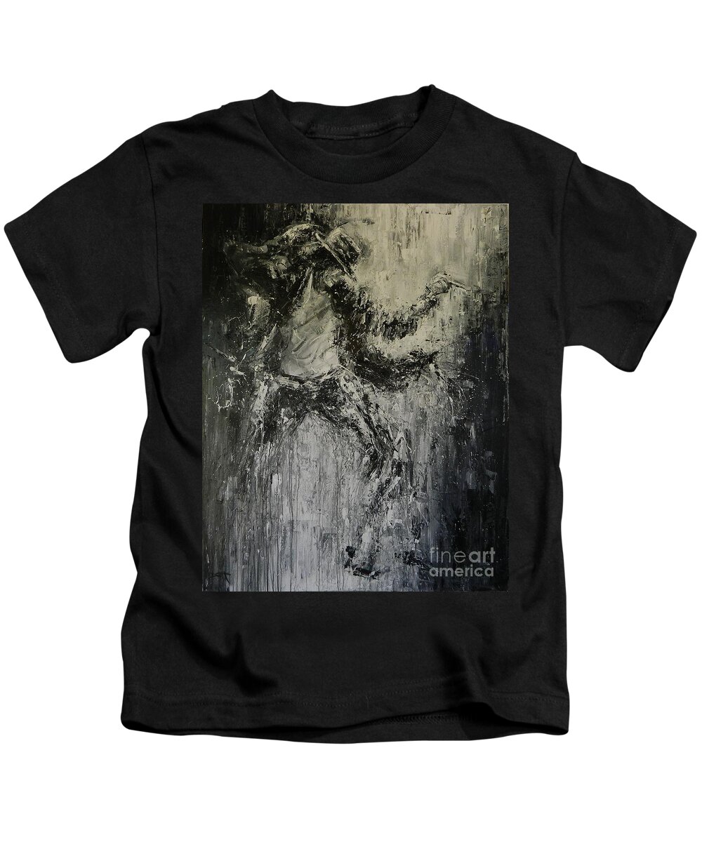 Black Or White Kids T-Shirt featuring the painting Black or White by Dan Campbell
