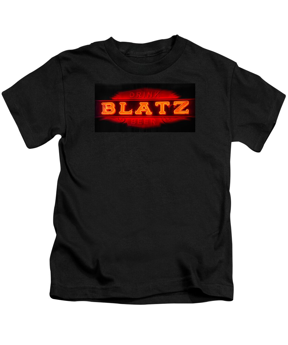 Blatz Kids T-Shirt featuring the photograph Blatz Beer by Susan McMenamin