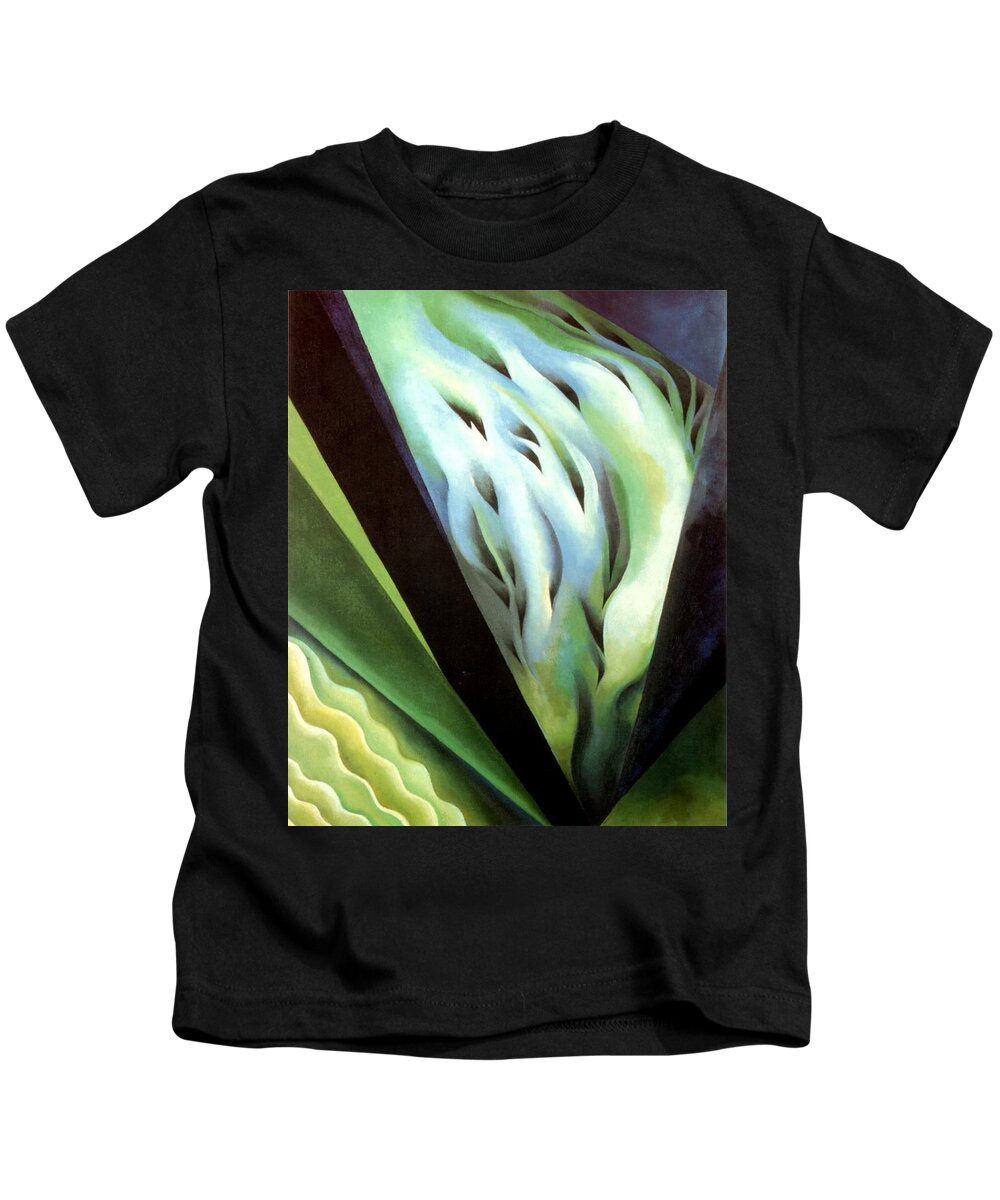 Georgia Kids T-Shirt featuring the painting Blue Green Music by Georgia OKeefe