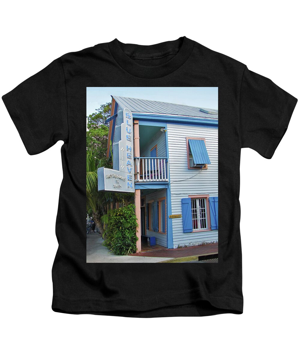Bar Kids T-Shirt featuring the photograph Blue Heaven Restaurant - Key west by Bob Slitzan