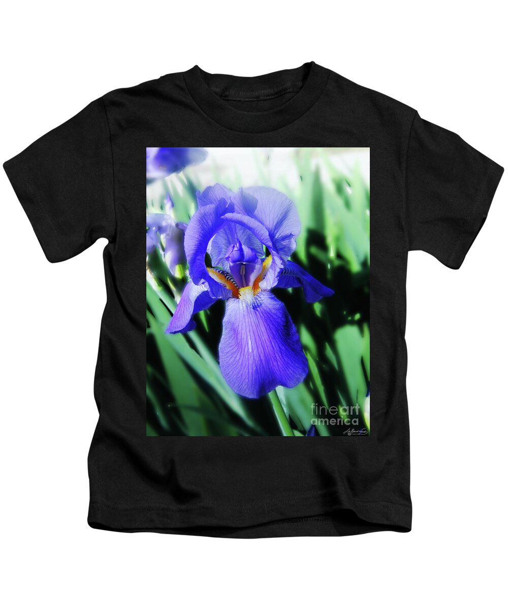 Iris Kids T-Shirt featuring the photograph Blue Iris 2 by Lizi Beard-Ward