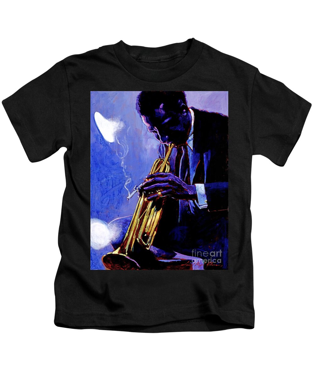 Miles Davis Kids T-Shirt featuring the painting Blue Miles by David Lloyd Glover
