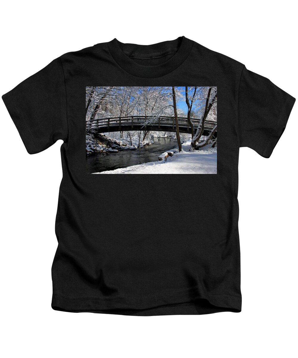 Bridge Kids T-Shirt featuring the photograph Bridge in Winter by Kristin Elmquist