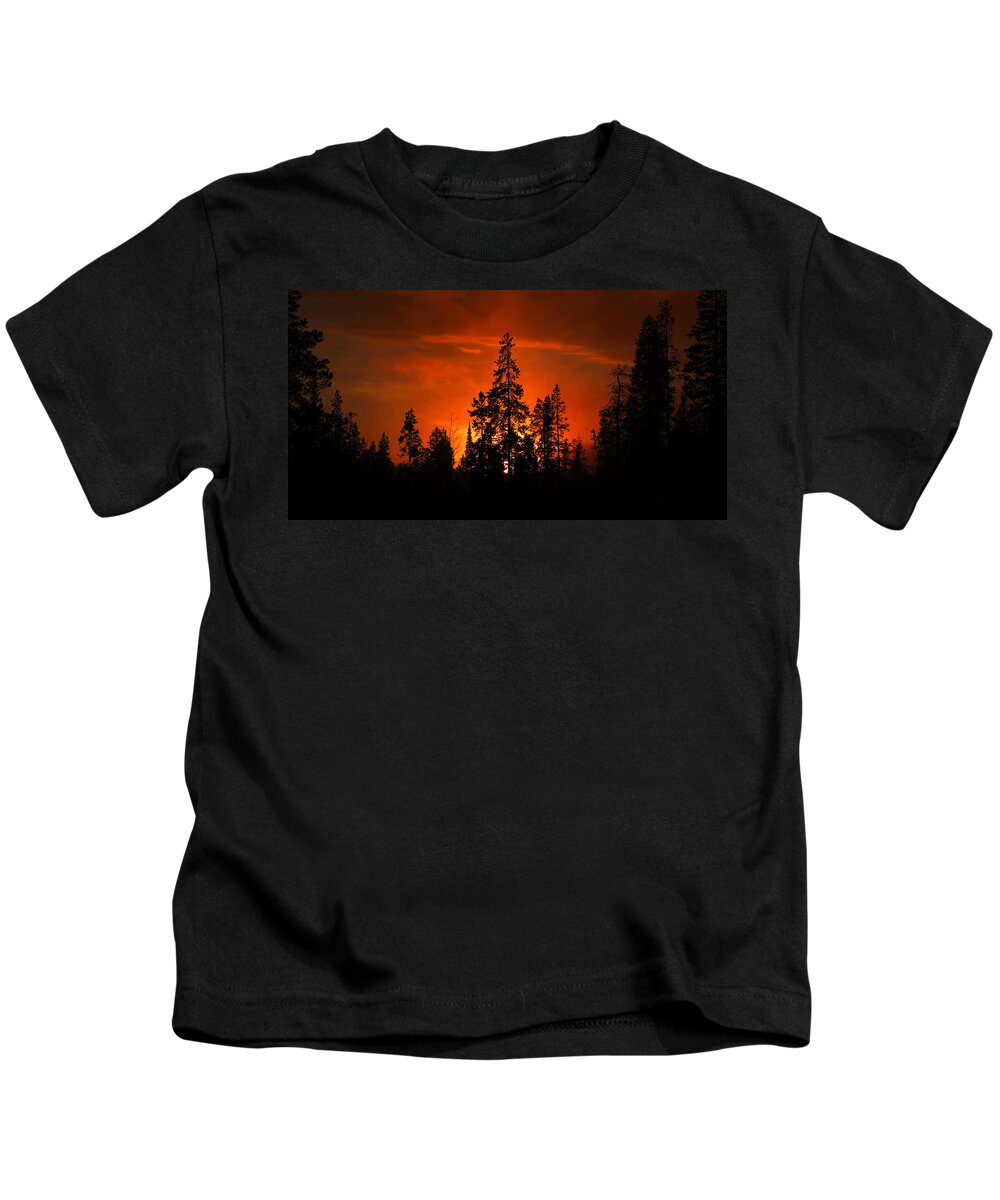 Winter Kids T-Shirt featuring the photograph Burnt Orange Sunset by David Andersen