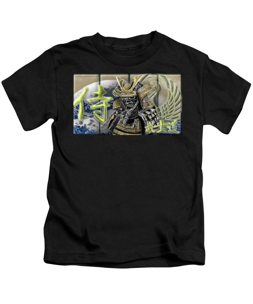 Samurai Armor Study Kids T-Shirt featuring the painting Bushido The Art of War by Rob Hartman