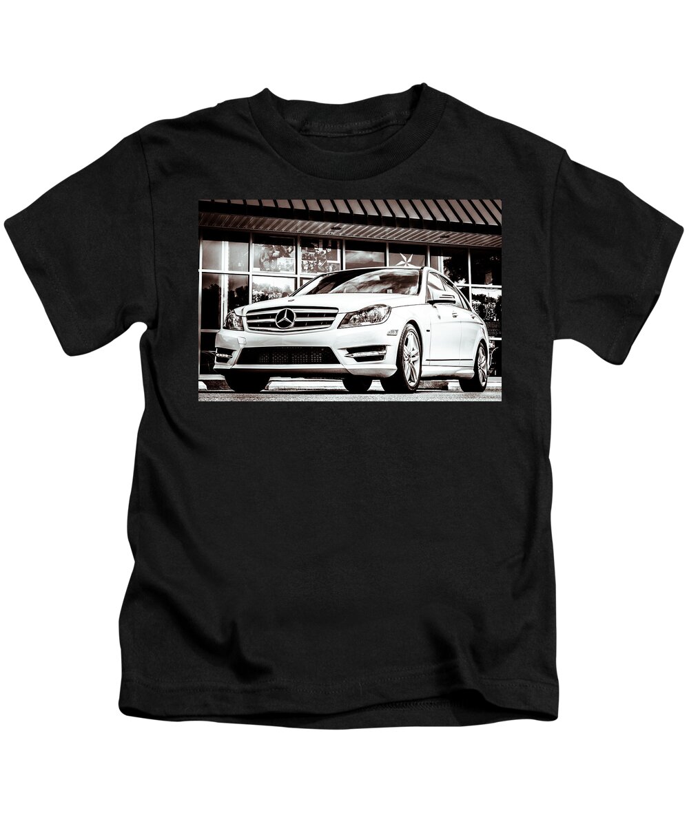 C250 Kids T-Shirt featuring the photograph C250 in Black and White by Wade Brooks