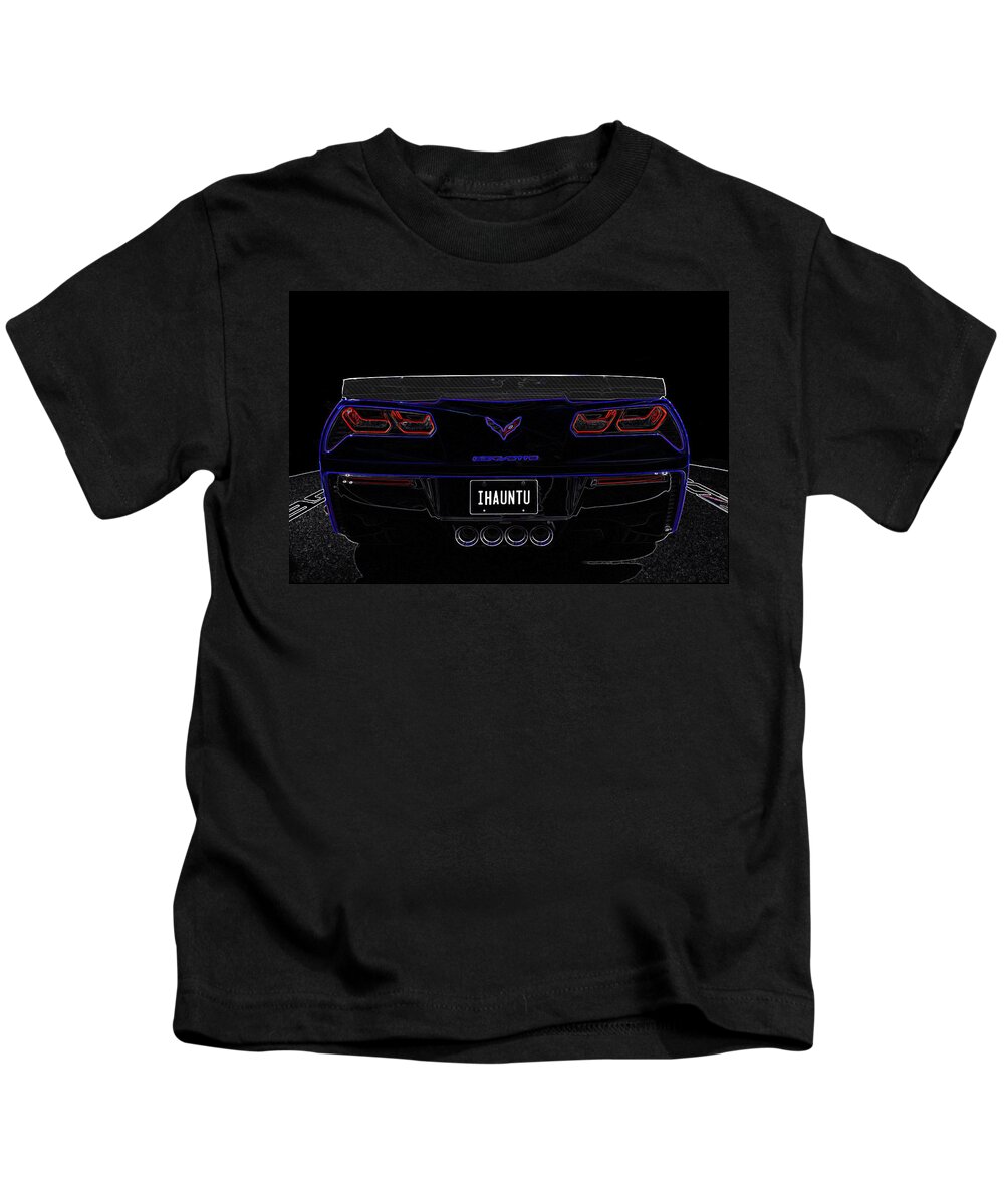 Corvette Kids T-Shirt featuring the digital art C7 Corvette Rear 2 by Darrell Foster