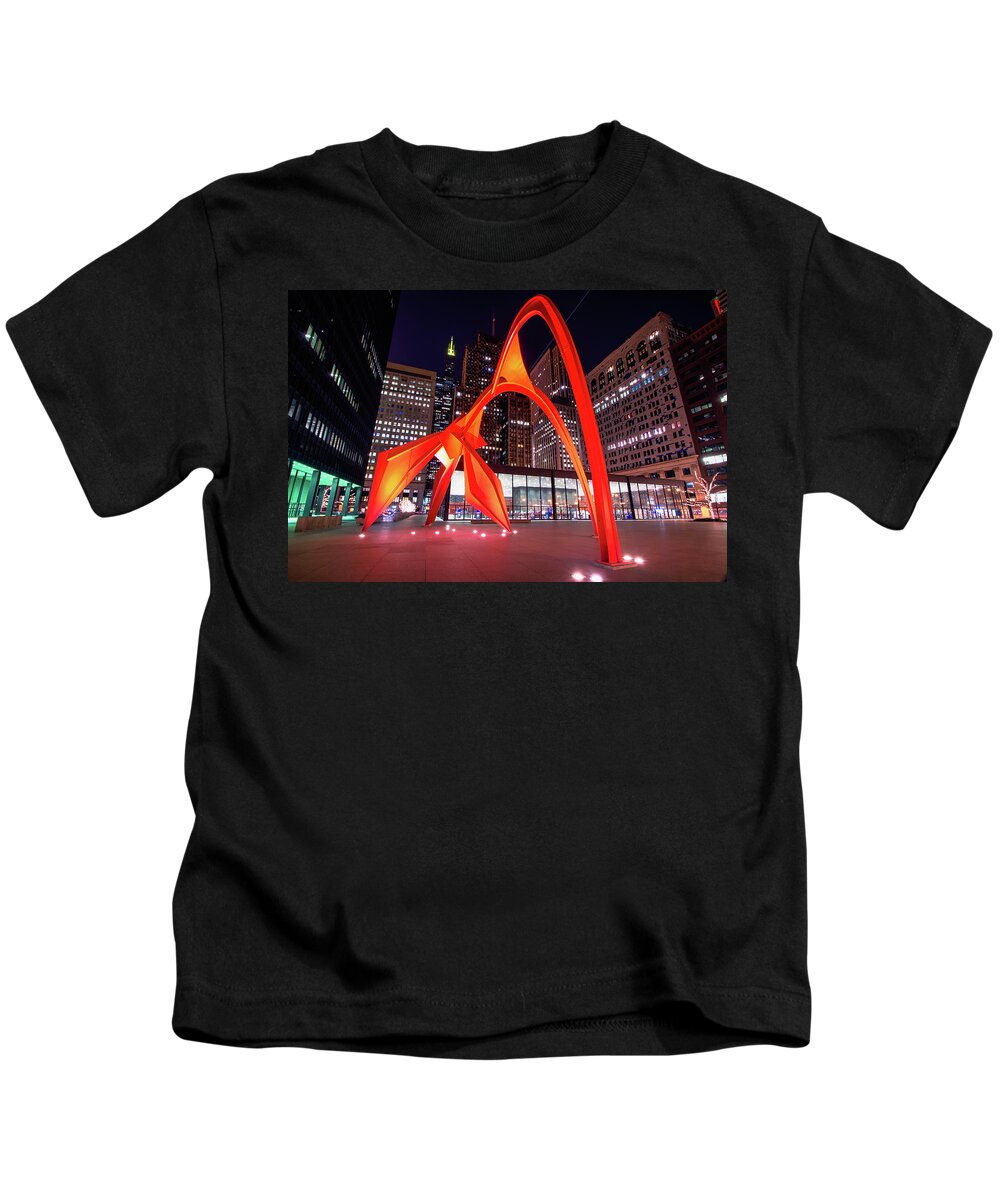 Chicago Kids T-Shirt featuring the photograph Calder's Flamingo by Raf Winterpacht
