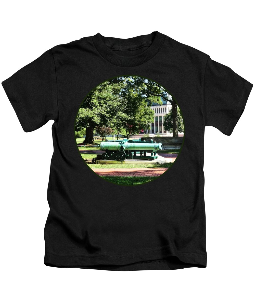 Naval Academy Kids T-Shirt featuring the photograph Cannon Near Tecumseh Statue by Susan Savad