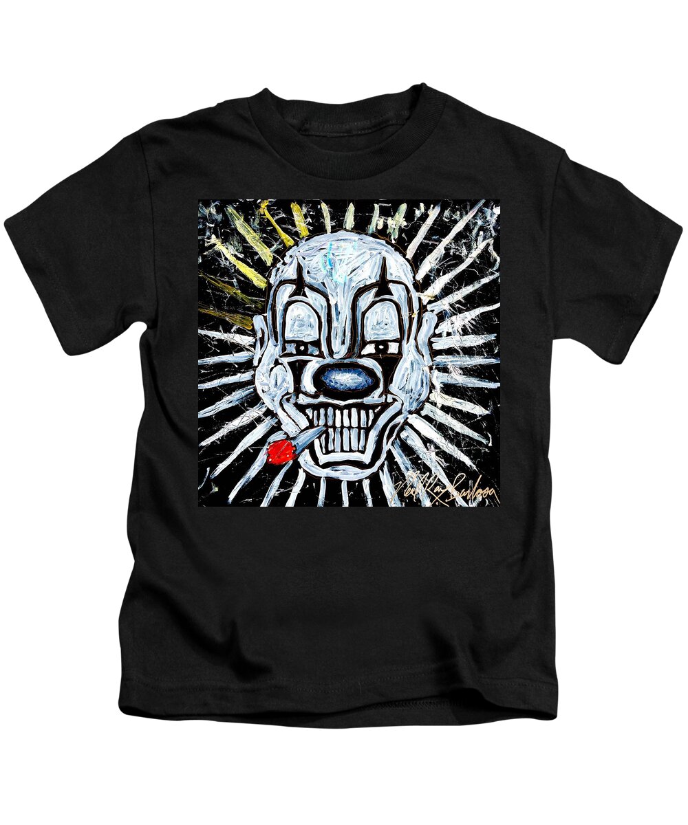 Clown Kids T-Shirt featuring the painting Carnival clown by Neal Barbosa